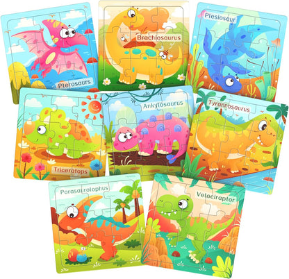 Zeoddler Wooden Puzzles for Toddlers, 8 Pack Animal Jigsaw Puzzles for Kids3-5, 9 Pieces Preschool Learning Activities, Learning & Educational Toys, Gift for Boys, Girls