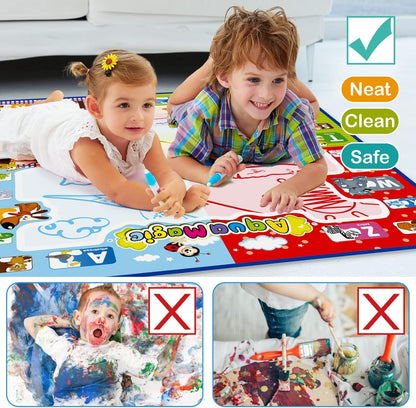 Jasonwell Aqua Water Doodle Mat 48 x 36 Inches Large Magic Drawing Doodling Mat Coloring Mat Educational Toys Christmas Birthday Gifts for Kids Toddler Boys Girls Age 2 3 4 5 6 7 8 Year Old (Galaxy)