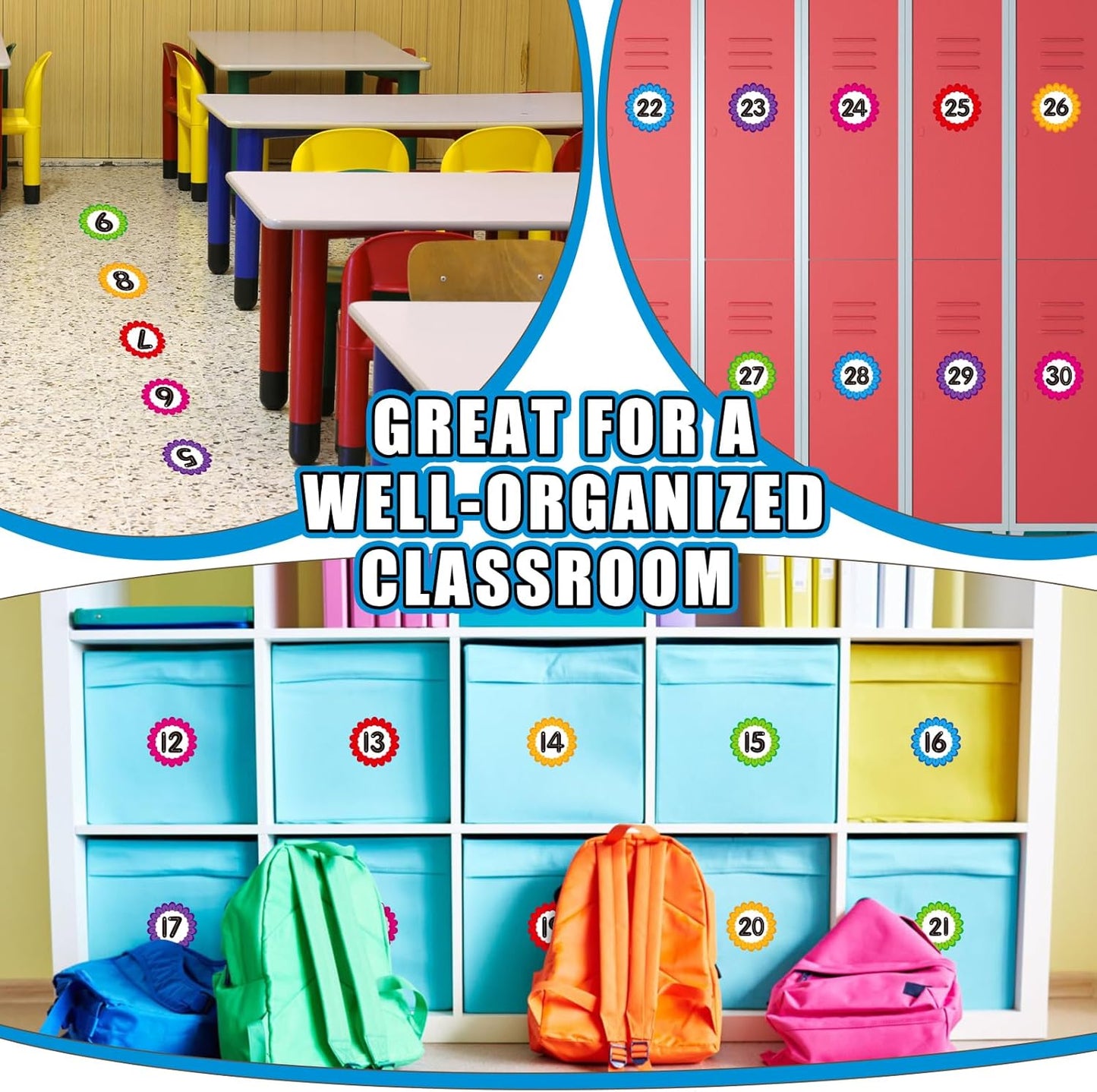 WhatSign Line up Spots for Classroom Floor - 36Pcs Floor Numbers for Classroom Lining up Number Stickers for Back to School Kindergarten Preschool Elementary Supplies