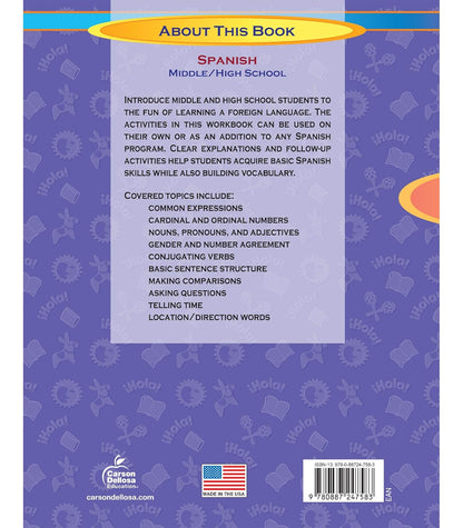 Carson Dellosa Skills for Success Spanish Workbook, Parts of Speech, Grammar, Sentence Building Skills, and More, Middle and High School Classroom or Homeschool Curriculum