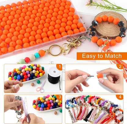 65Pcs 19mm Silicone Beads for Keychain Making Bracelet Necklace, Bulk Round Silicone Beads for Pens（Christmas Green） - Colors A