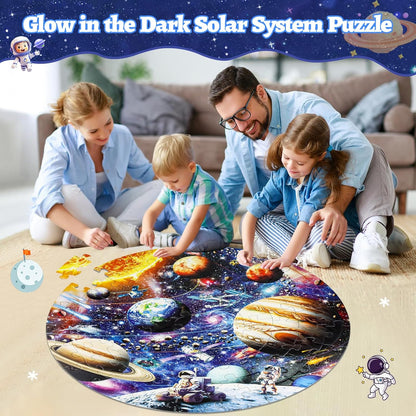 Glow-in-The-Dark Dinosaur Floor Puzzles for Kids Ages 4-6, Kids Jigsaw Puzzles Ages 6-8, 70PCS Large Round Dino Educational Puzzle Toys for 3 4 5 6 7 8 Years Old Children, Easter Gifts for Kids