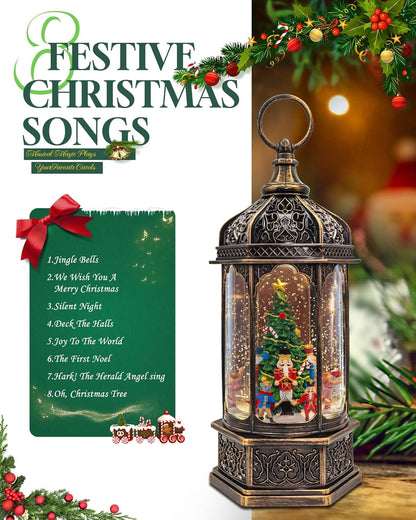 Musical Christmas Snow Globes Lantern, 7.87" Lighted Electric Snowglobes with 8 Holiday Songs 6H Timer Dual Power, Snowman Christmas Ornaments Snow Globe for Kids Adults Xmas Decor Gifts for Men Women