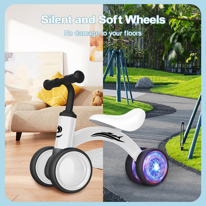 Gamfeiny Colorful Lighting Baby Balance Bike Toys for 1 Year Old Boy Girl Gifts, 10-36 Month Toddler Balance Bike, No Pedal 4 Silence Wheels & Soft Seat First Riding on Toys, 1st Birthday Gifts