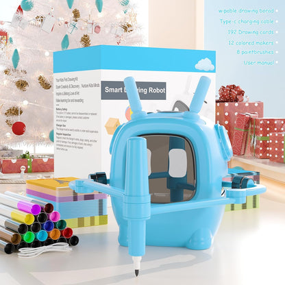 Drawing Robot for Kids: Interactive Educational Toy - Auto Drawing Machine with 192 Cards & 10 Pens - Montessori Learning Gifts for 3-8 Year Old Boys Girls