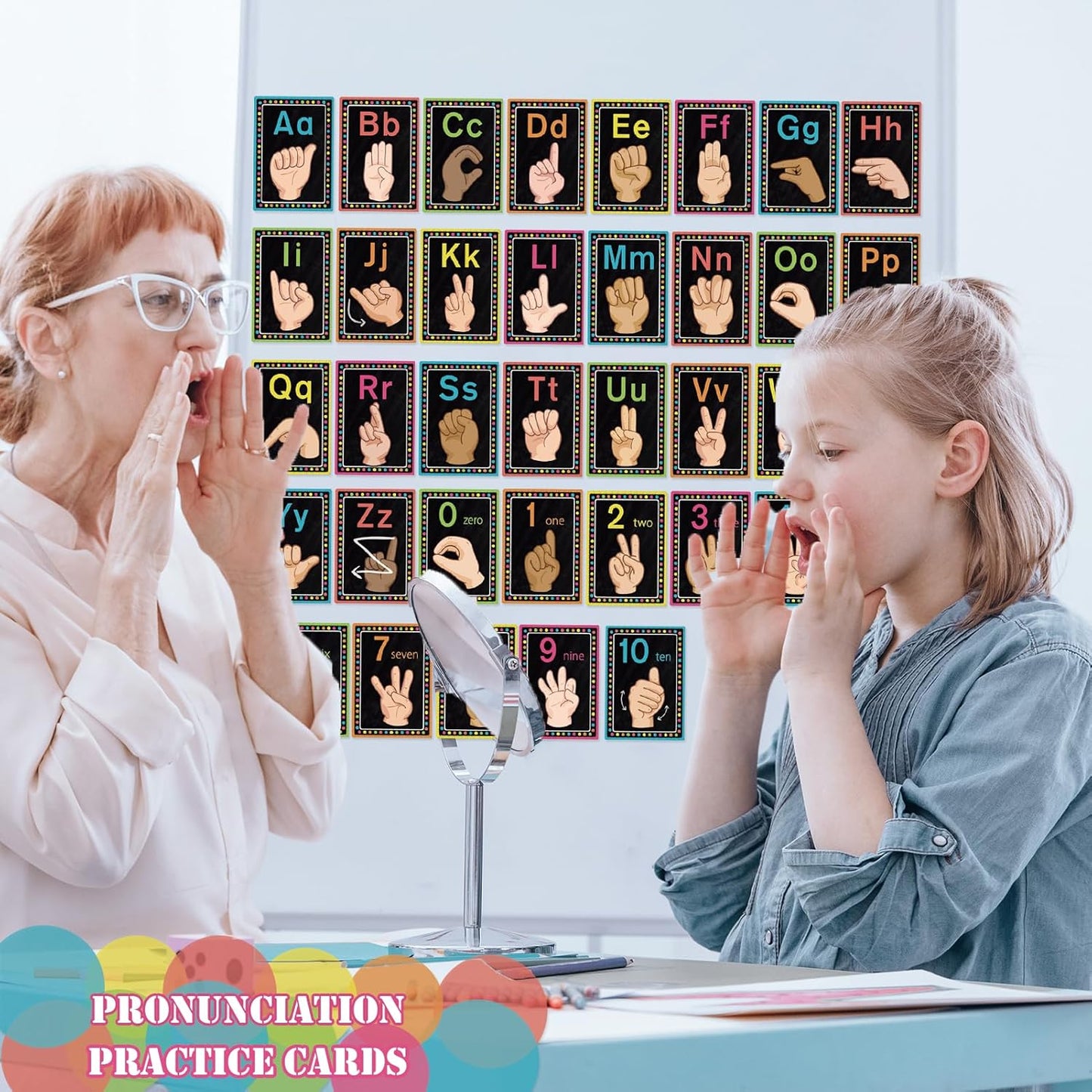 Sign Language Bulletin Board Alphabet - 37 ASL Alphabet Learning ABC Alphabet Poster Classroom Decorative Card Set Kindergarten/Elementary/Homeschool Supplies