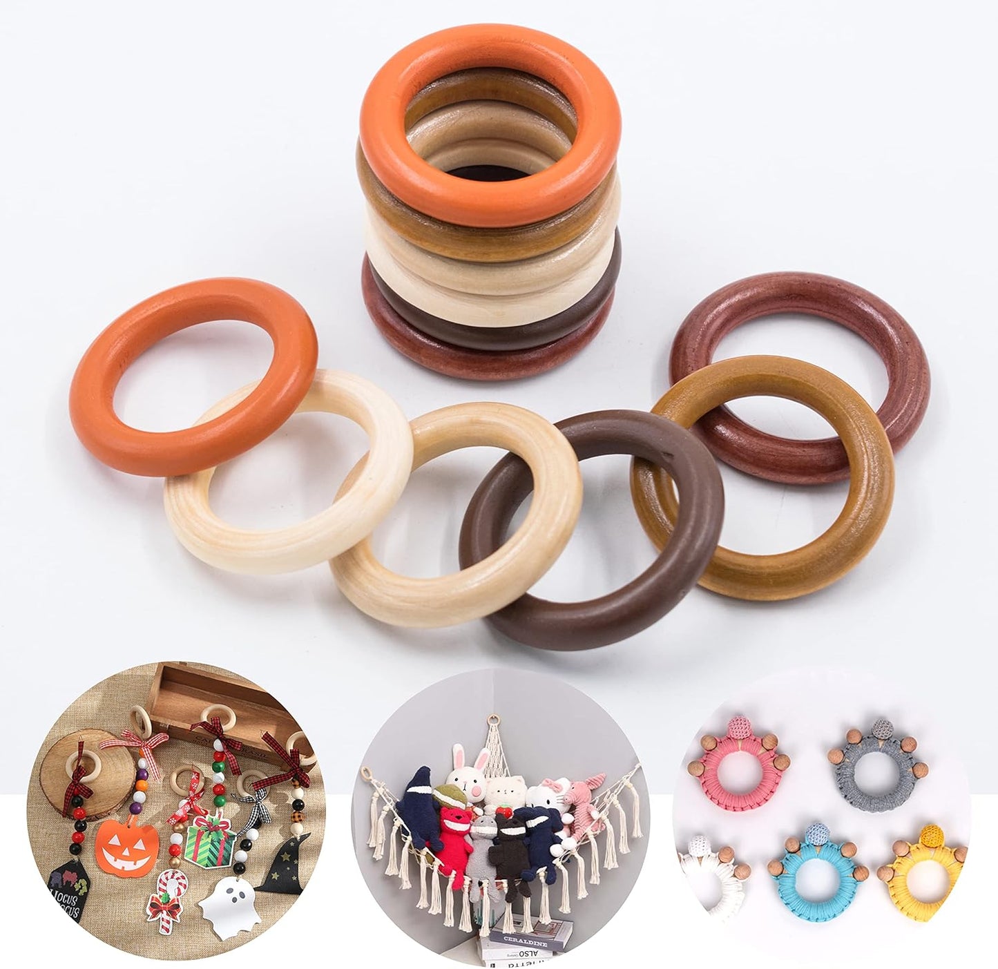 30pcs Wooden Rings 50mm Unfinished Wood Rings Round Wood Circles for DIY Craft Pendant Connectors Dream Catcher Tapestry Wristband Wall Hanging Bedroom Plant Hangers Home Decor Handmade Toy