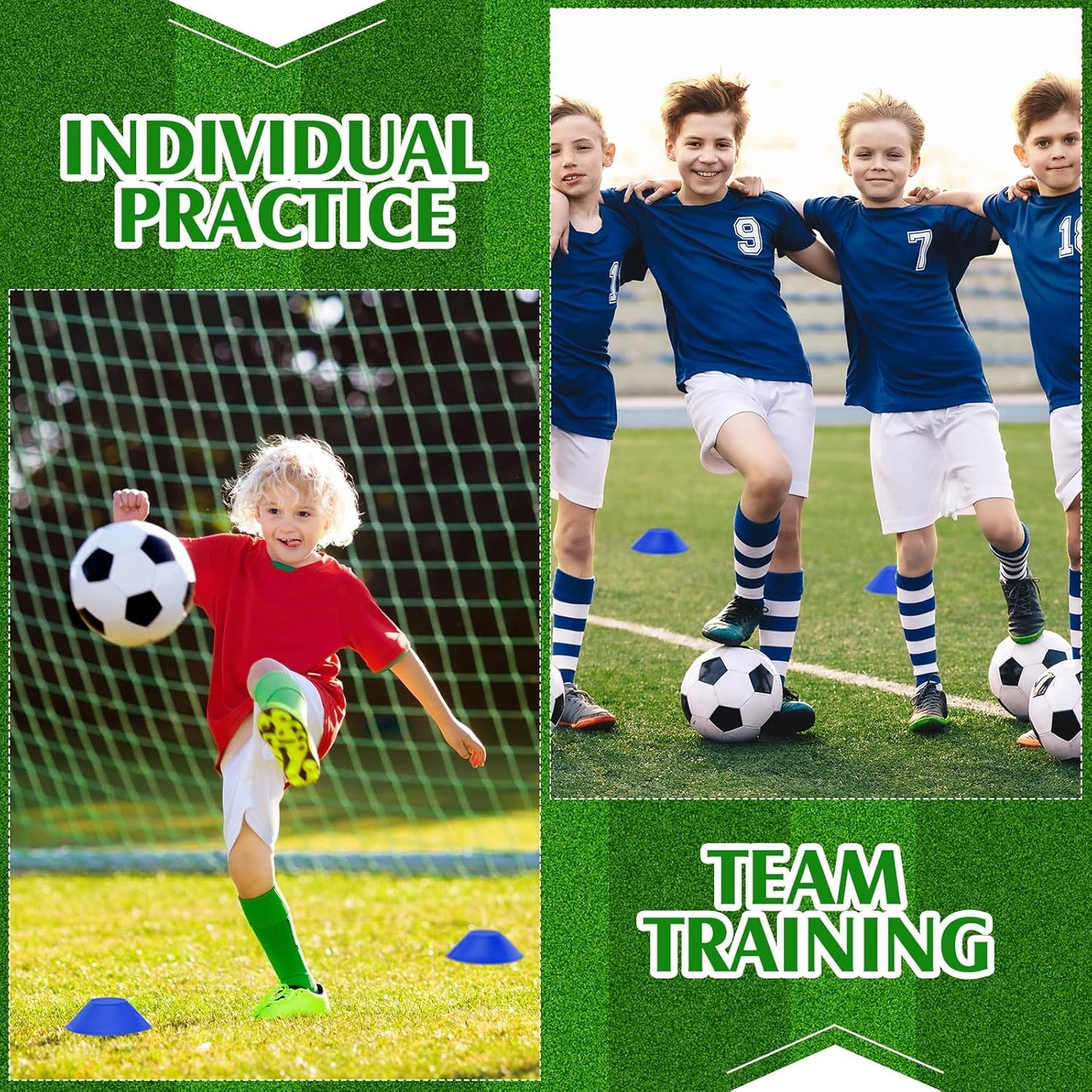 Hanaive 100 Pieces Mini Soccer Cones for Sport Drills 5 Inch Agility Disc Cones with Accessories for Kids Football Training