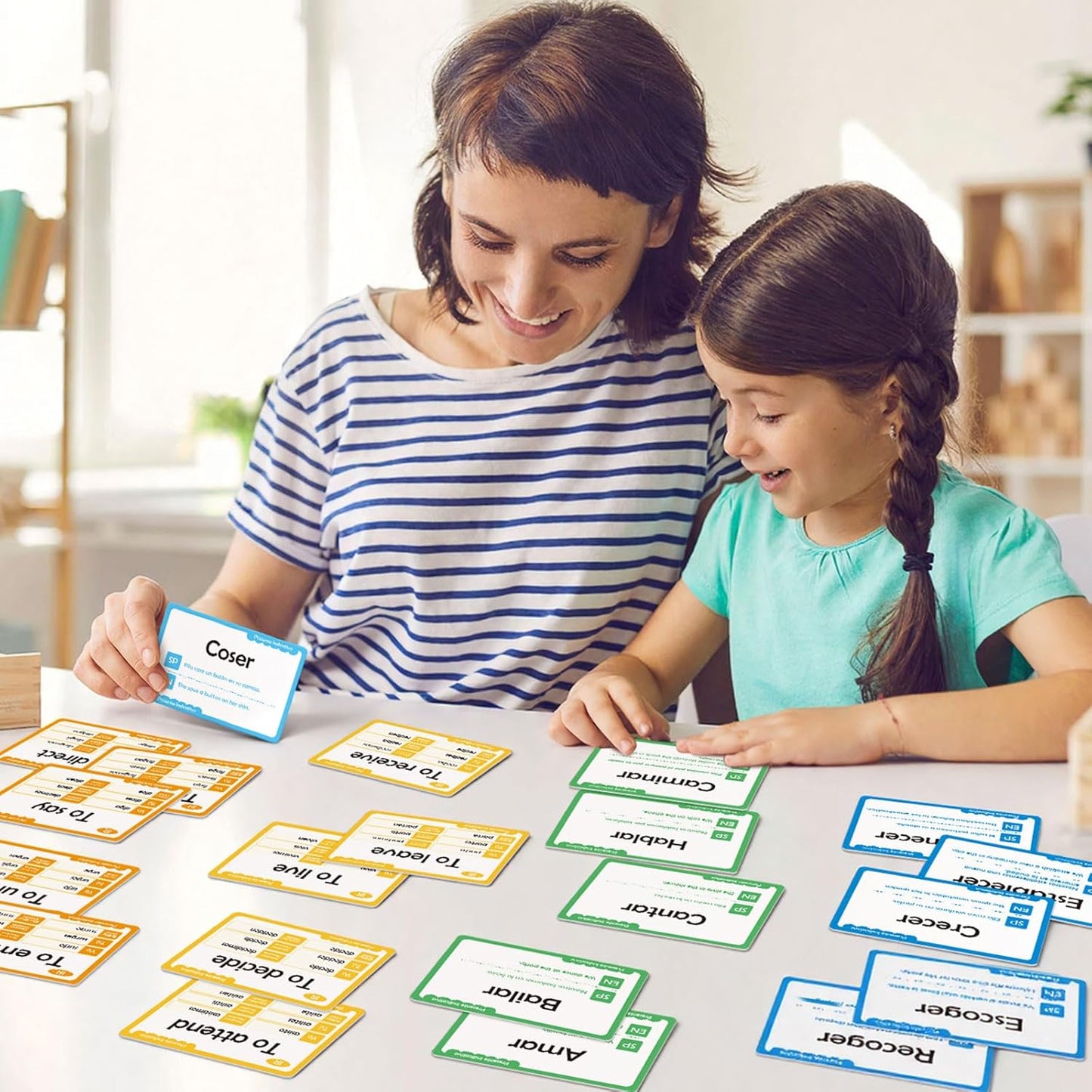 Quilinz 280 Spanish Vocabulary Flashcards,Learn Spanish for Adults and Kids Beginners, Verbs Conjugation&Phrases&Sight Words for Everyday Conversation,Bilingual Language Learning Flash Cards