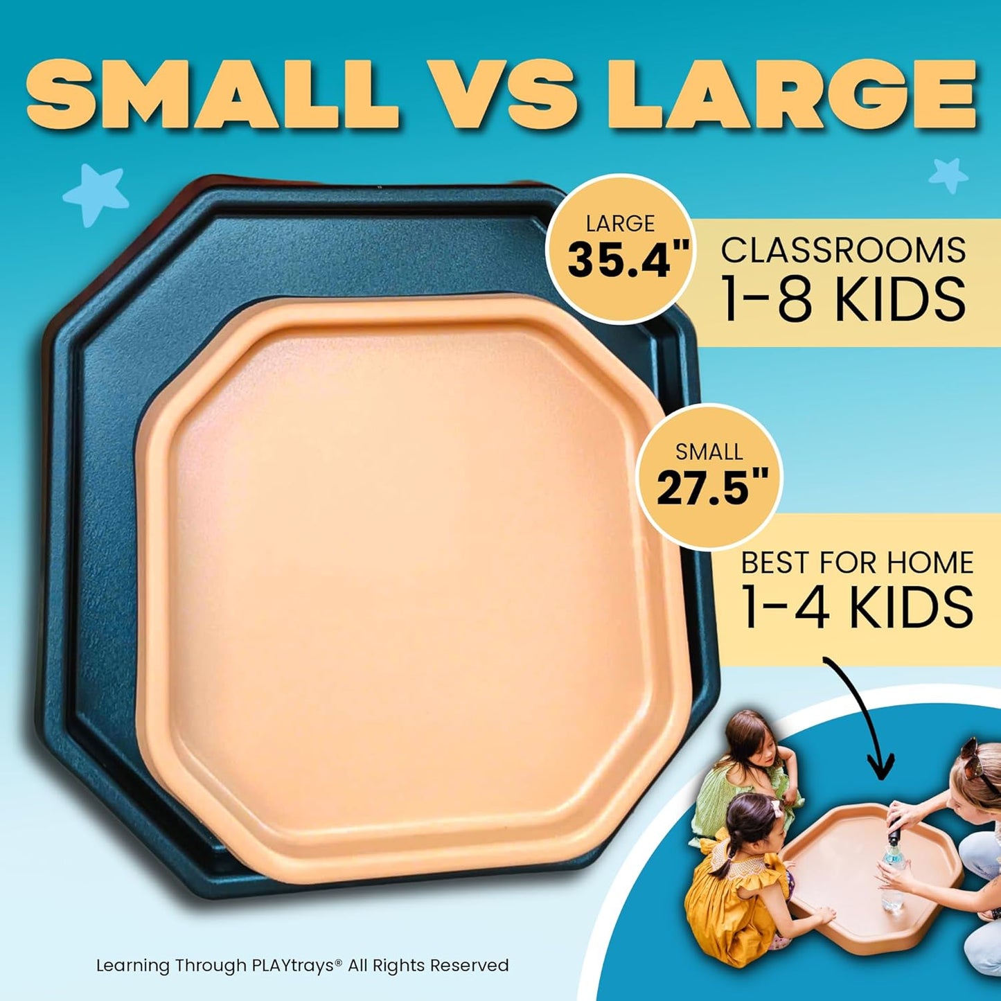 Tuff Tray 27.5” Small [Brown] Sensory Play for Kids, Toddler Sensory Bin for Sand and Water Play, Indoor Activity Sensory Tray, Outdoor Sandbox