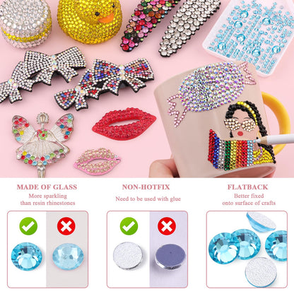 5000PCS SS6/2mm Glass Crystal Rhinestones (Clear), Bedazzling Flatback Rhinestones for Crafting DIY Crafts Nail Art Makeup Decoration, Gems Diamond Charms for Tumbler Shoes Clothing Mug