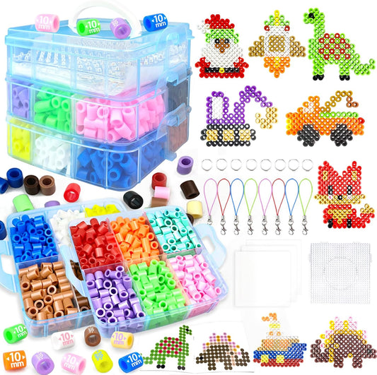 10MM Large Fuse Beads Craft Kit with Storage Box,12 Colors XL Beads,Pegboards,Ironing Papers and Accessories.Arts and Crafts Set Toys Gifts for Boys & Girls Christmas Birthday.DIY Craft Gift for Kids