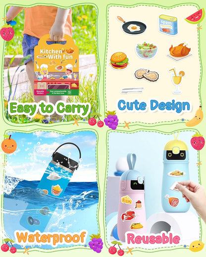 Benresive Reusable Sticker Books for Toddlers, Fun Travel Stickers for Kids, Toddler Sticker Book, Crafts Activities for Toddlers, 3 and Up Birthady Gifts - Vehicle