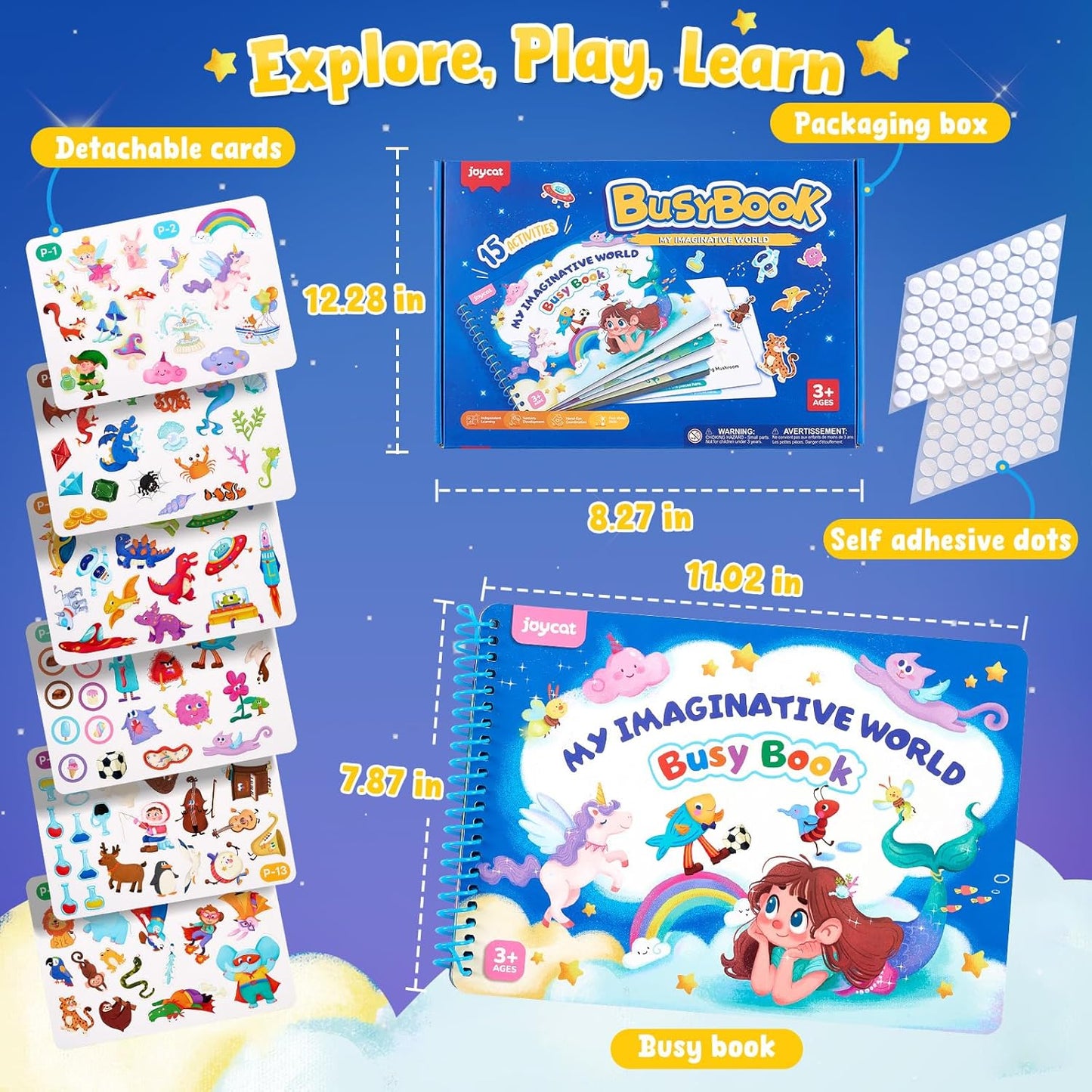 JoyCat Preschool Busy Book for Toddlers 3-5, Dual-Language Learning Activities, Educational Sensory Toys, Autism Learning Materials for Boys & Girls, English and Spanish Version