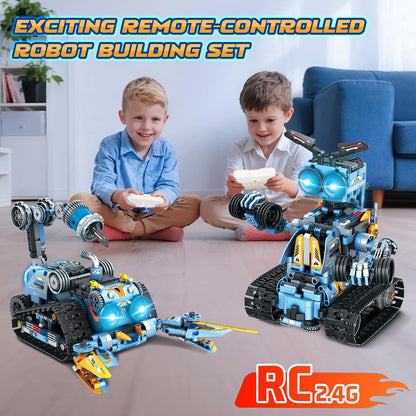 OKKIDY Robot Building Toys for Kids, 4-in-1 Rechargeable Remote Control RC Robotics STEM Building Block Kit RC Wall/Engineer Robot Toys for Boys Girls Ages 6 7 8 9 10 11 12+ (813PCS)