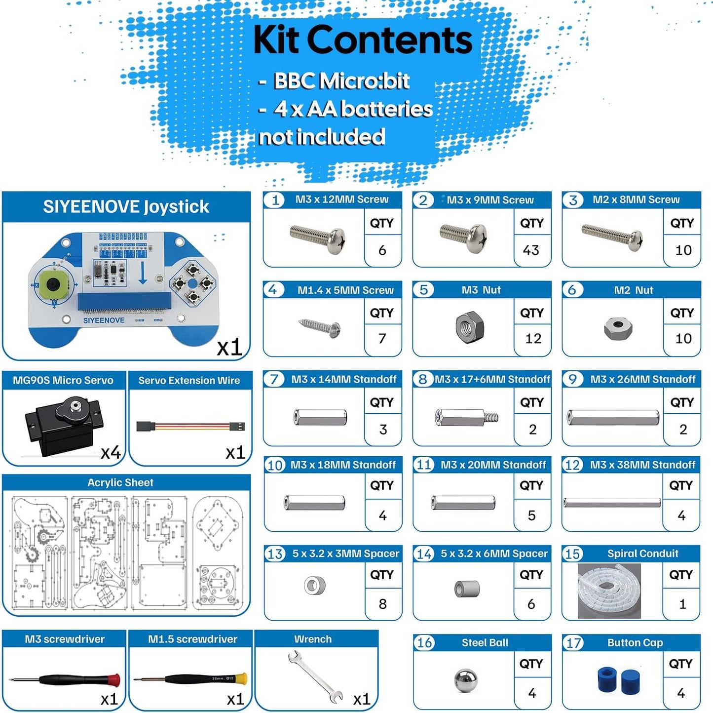 microbit Smart Robotic Arm Kit, 4DF Programmable Mechanical Arm Building Kit for Makers & STEM Enthusiasts to Learn Coding, Science & Engineering, Micro:bit v2 and AA Batteries not Included