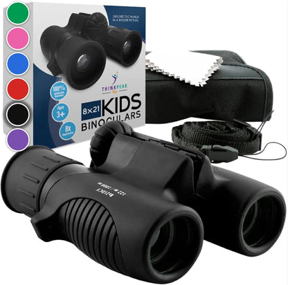 Think Peak Pink Binoculars Science Toy for Kids Ages 3-12 Years - Real Compact Outdoor Adventure & STEM Educational Nature Hiking Explorer for Bird Watching, Camping Children’s Birthday Gift