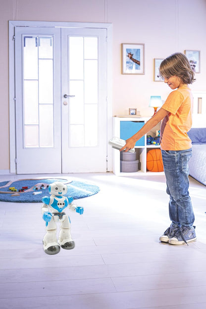 LEXiBOOK, Powerman Neo, My Robot Full of Technology, Remote Control and Gesture Control, Educational Activities in English, Programmable, Music and Dance, Sound and Light Effects, Blue/White, ROB18EN