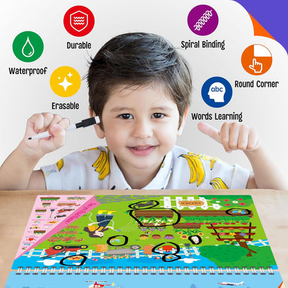 SpriteGru Dry Erase Mazes Game Pad, 30 Mazes Reusable & Erasable Book, Fun Brain Challenge Games Interesting Educational Toy and Learning Tool for Road Trip Airplane Travel