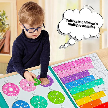 Magnetic Fraction Puzzle, 22x17.8 cm Demonstration Book with Fraction Squares and Circles, Math Manipulatives for Homeschool Classroom