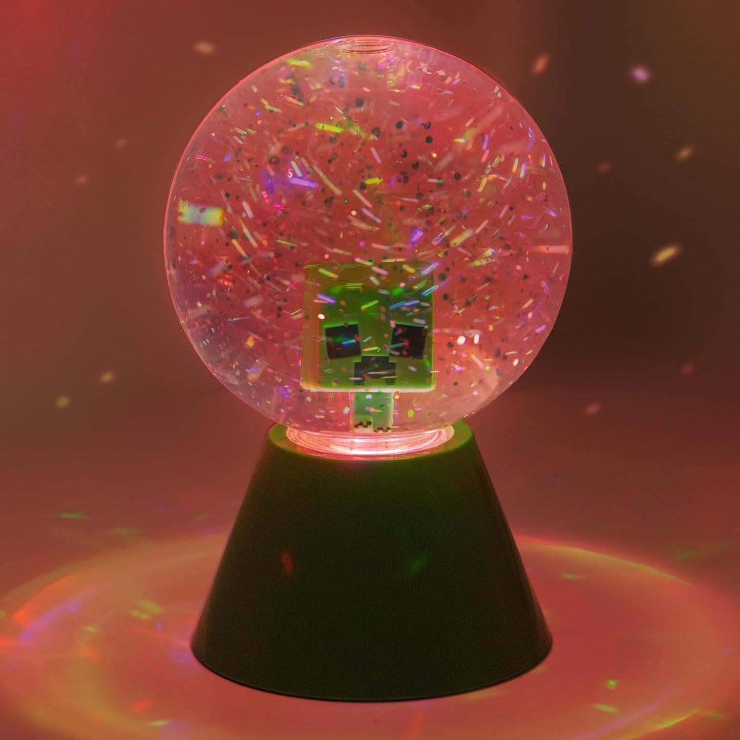 Paladone Minecraft Creeper LED Glitter Ball, Officially Licensed Colour Changing LED Snow Globe for Kids and Teens, Gaming Merchandise, Compact Design