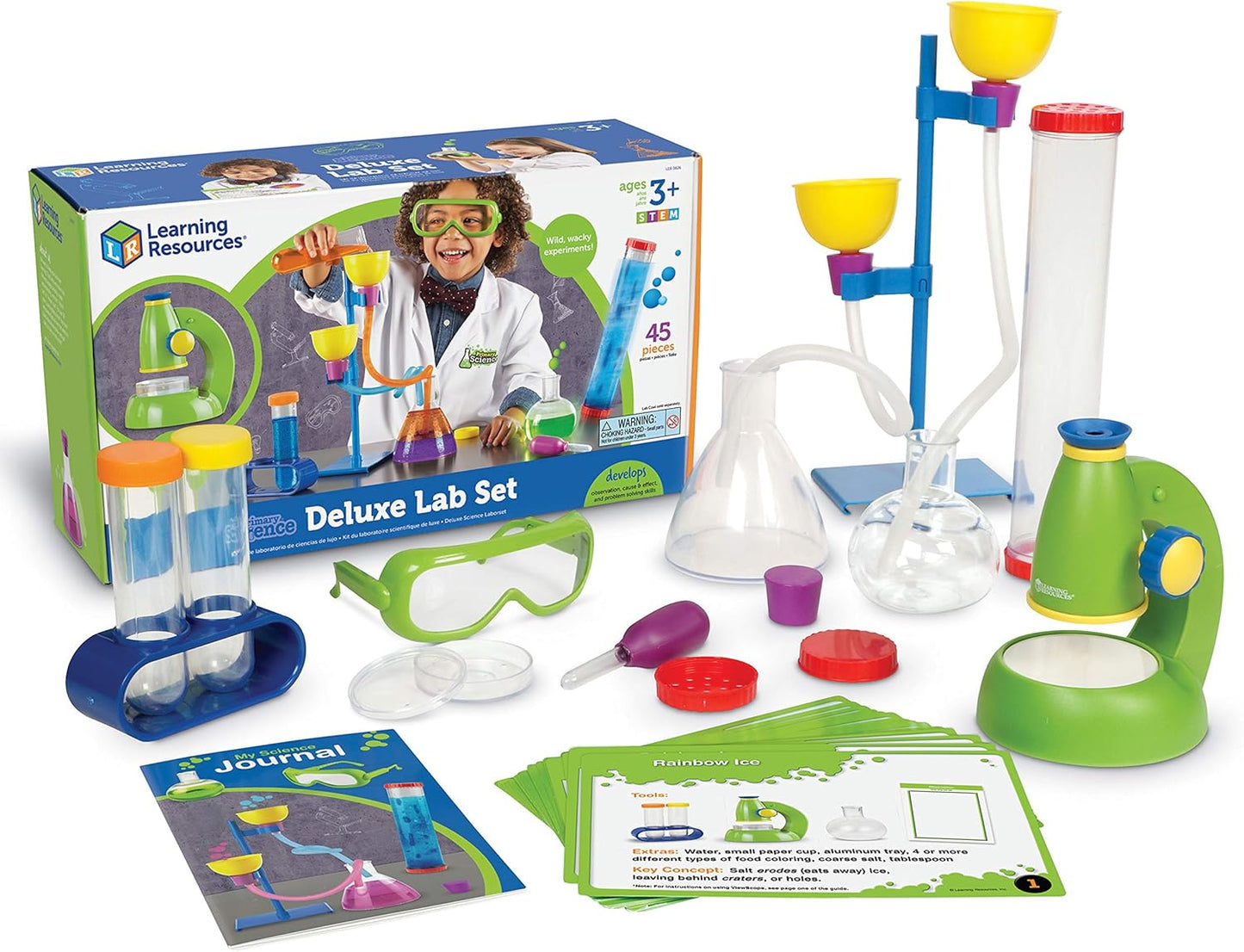 Learning Resources Primary Science Deluxe Lab Set - 45 Pieces, Ages 3+, Experiments for Kids, STEM Toys, Sensory Tube, Microscope for Students