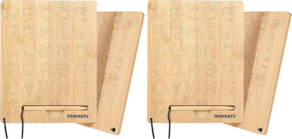 Asweets Montessori Wooden Alphabet Tracing Board, Wood Letter Practicing Board,Double-Sided Boards for Toddlers and Preschool Gifts for Kids(1 Piece)