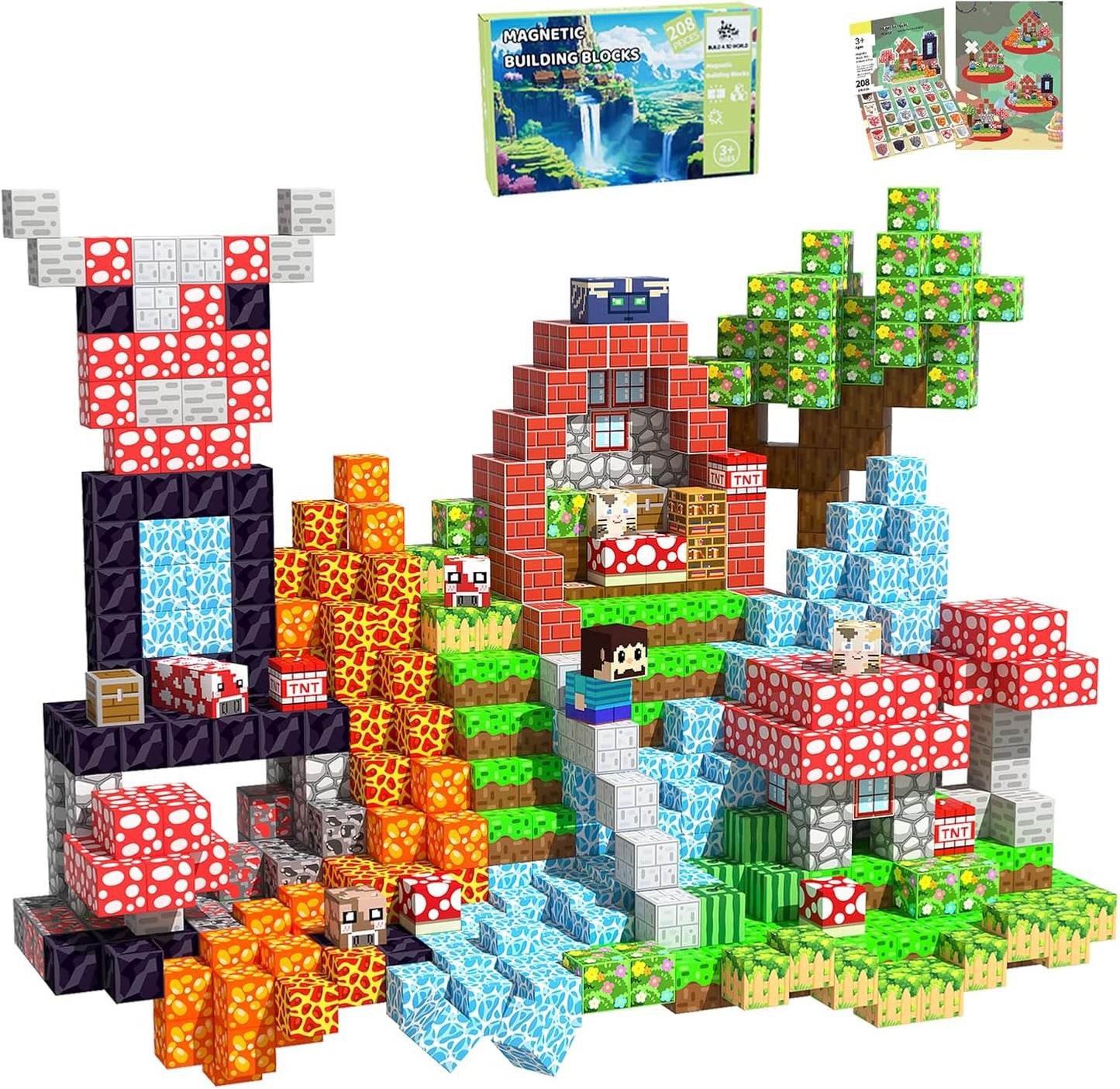 Magnetic Blocks Toys for Kids, 100 PCS Building Blocks Cubes, Stacking Magnetic Tiles Toys for Kids Toddlers Boys Girls Ages 3 4 5 6 7 8-12 Birthday Gifts Party Supplies (Underworld)