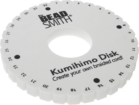 The Beadsmith Round Kumihimo Disk, 6 inch Diameter, 3/8” Thick Dense Foam, Jewelry Tools for Braiding, 1 disks