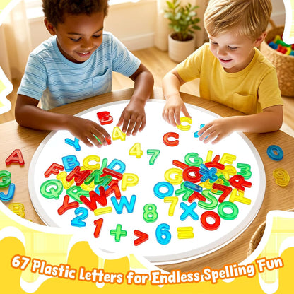 67 Pcs Plastic Practice Set Transparent Letters and Numbers Include Uppercase Letters Lowercase Letters and Numbers Colorful Plastic Letters and Numbers for Kids Counting and Spelling, Ages 3+