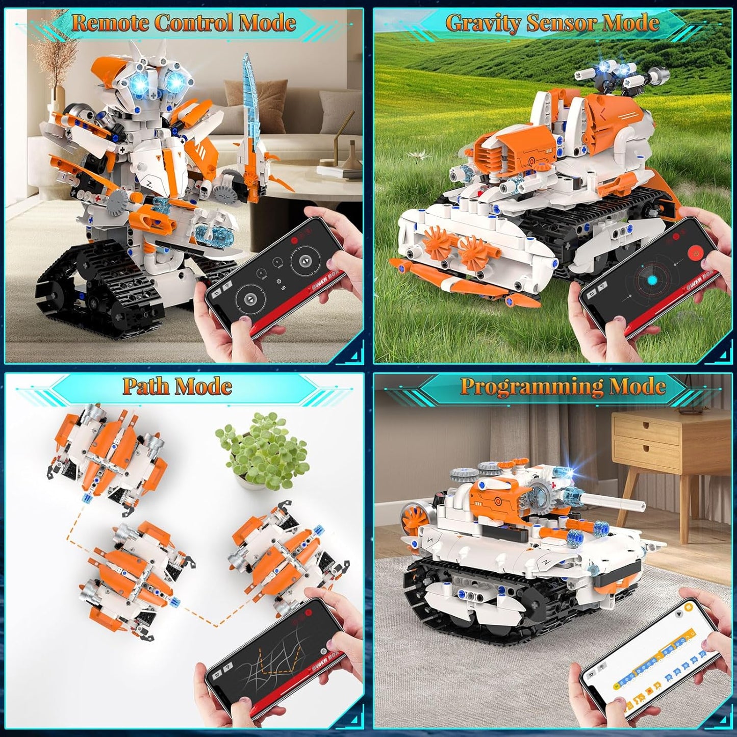 5in1 STEM Building Toys for Kids 6-14, Remote & APP Controlled Mech Robots/Heavy Tanks/Tracked Racer STEM Building Kit for Kid Science Learning, 552 Pcs DIY Erector Sets Gifts for Boys & Girls
