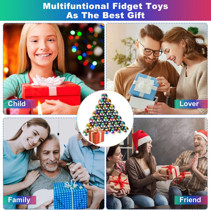 28Pcs Rainbow Stones Fidget Toy, 20mm DIY Mutual Attraction Desk Balls for Kids Adults, Educational Science Kit for Anxiety Relief, Building Crafts for Teens Party Favors Gift