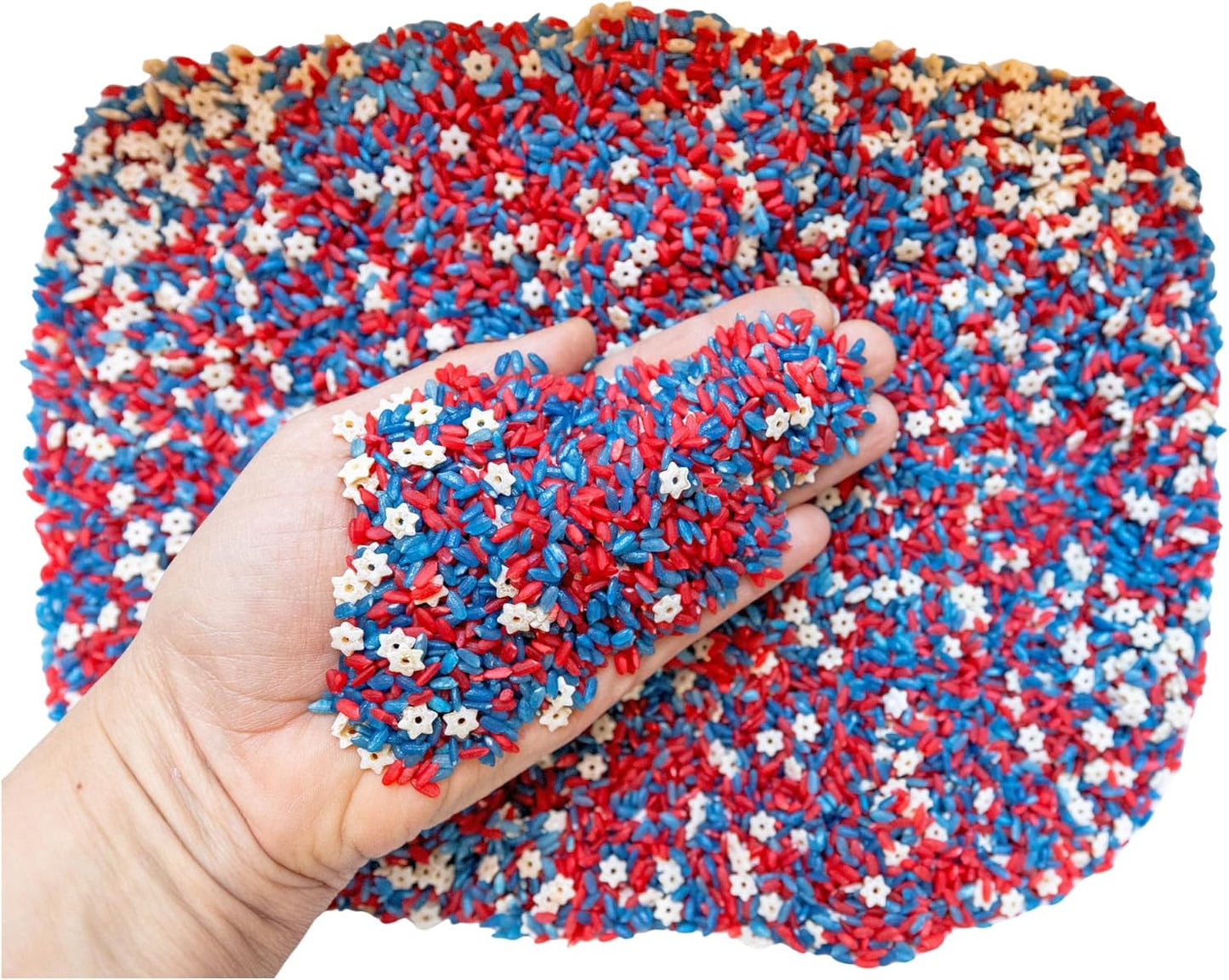 Sensory Rice, Sensory Bin Filler, Sensory Filler, Sensory Bins, 4th of July Toys, Sensory Bin Tools, Sensory Table Filler (4th of July Sensory Rice, 4 Cups)