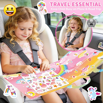 6 Sets Reusable Sticker Book for Toddlers 3-6, Jelly Sticker Books for Toddler, Travel Sticker Activity Toys for Kids 3 4 5 6 Years Old Girls & Boys