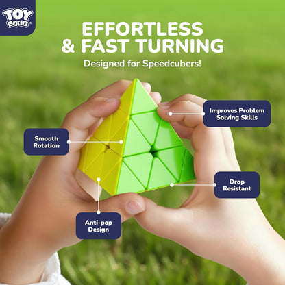 STEAM Life Speed Cube Set, Speed Cube Set of 2x2 3x3 4x4 Megaminx and Pyramid Cube Smoothly Stickerless Magic Cubes Collection for Kids & Adults