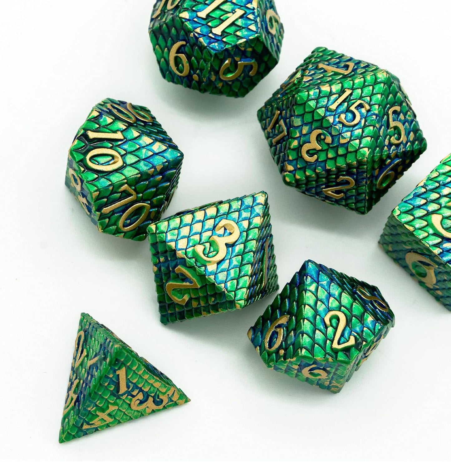 UDIXI Steampunk Metal Dice Set, 7 Die Polyhedral DND Dice Set for D&D Role Playing Game and Math Teaching (Ancient Copper)