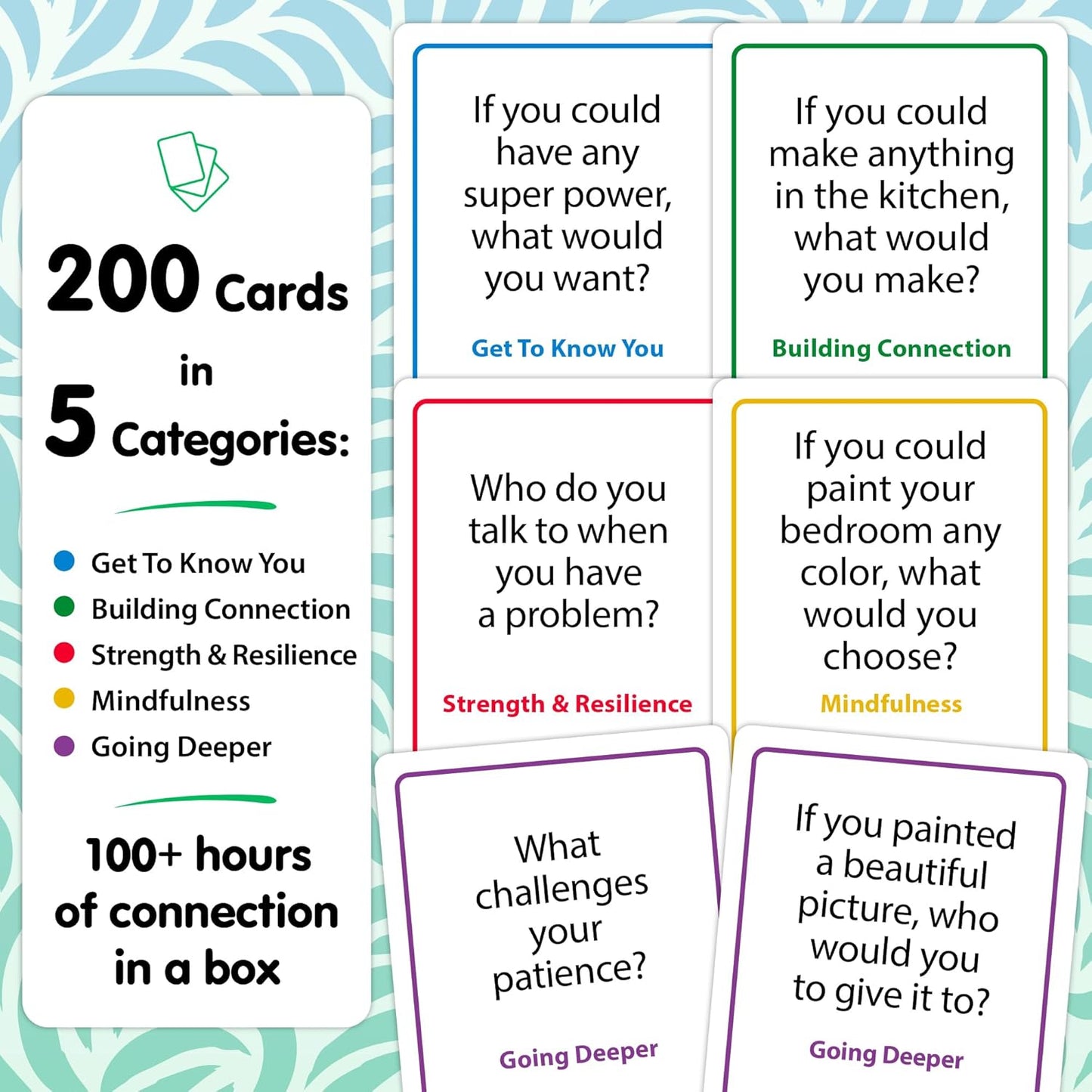 200 Safe, Trauma-Informed Conversation Starter Cards for Stronger Families - Build Support, Trust and Connection While Promoting A Sense of Safety - Parents Adults Children's Therapy Icebreaker Game