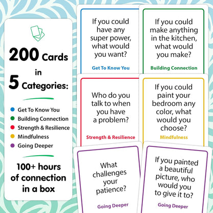 200 Safe, Trauma-Informed Conversation Starter Cards for Stronger Families - Build Support, Trust and Connection While Promoting A Sense of Safety - Parents Adults Children's Therapy Icebreaker Game