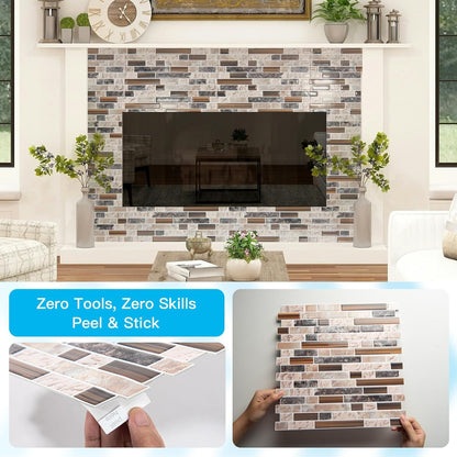 Art3d 10-Sheet Heavy-Duty Peel and Stick Backsplash, Waterproof Wall Tiles Stick on Kitchen Backsplash Living Space, Carrara Grey