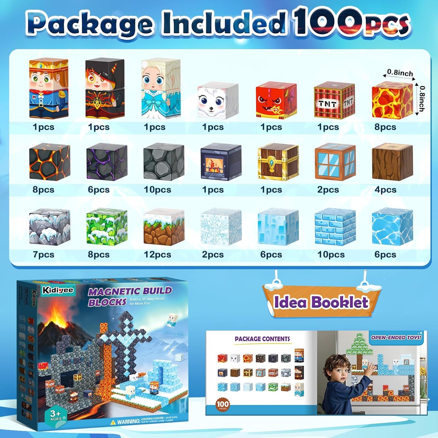 Magnetic Blocks, Build Mine Magnet World Forest Farm Edition, Magnetic Building Blocks for Kids Ages 4-6 6-8 8-12, Sensory STEM Toys for Boys & Girls