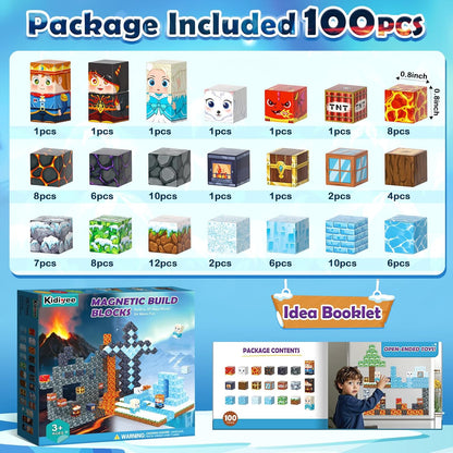 Magnetic Blocks, Build Mine Magnet World Forest Farm Edition, Magnetic Building Blocks for Kids Ages 4-6 6-8 8-12, Sensory STEM Toys for Boys & Girls