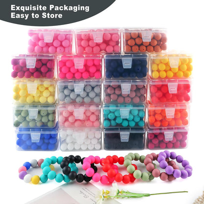 65Pcs 19mm Silicone Beads for Keychain Making Bracelet Necklace, Bulk Round Silicone Beads for Pens（Christmas Green） - Colors A