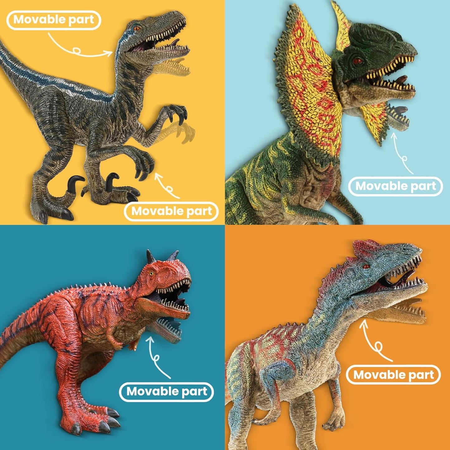 Zippytots 4 PCS Large Dinosaur Toys for Kids 3-5 Realistic Dinosaur Figures with Movable Parts & Learning Cards- Big Dino Toys for Kids 5-7 Ideal Gift for Toddlers Boys Girls Ages 3+