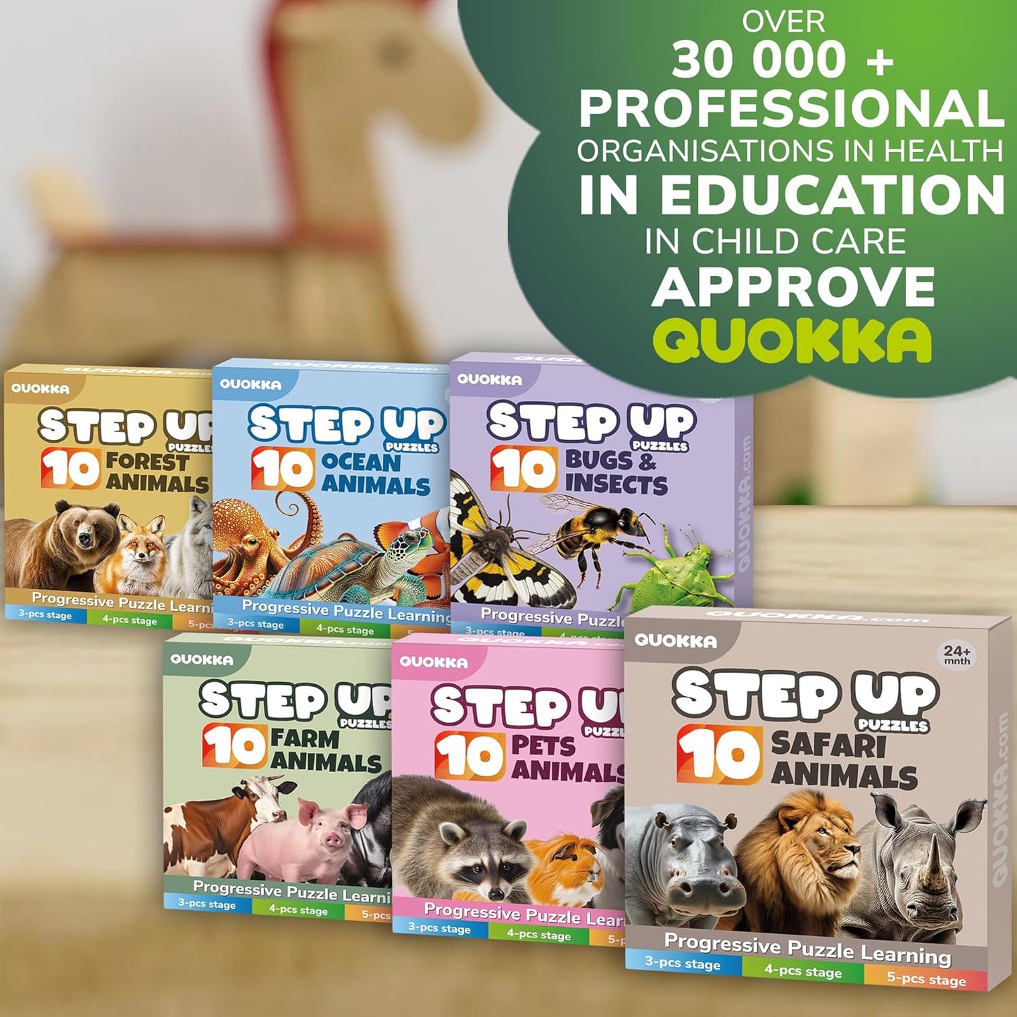 QUOKKA Toddler Puzzles Ages 2-4 - Large Floor Puzzles for Kids 3-5 - 8 Realistic Animal Shapes | Extra Thick Cardboard | Preschool Learning Game - 40 Big Piece Gift for Toddlers 1-3 Years Old