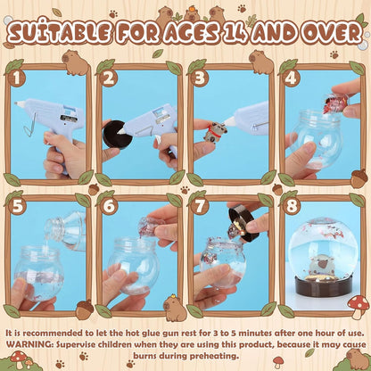 12 Sets DIY Duck Snow Globe Kit for Kids, 12 Globe Bottles, Glow in The Dark Duck Figurines, Glitter Sequins & Mini Hot Glue Gun, Summer Fun Craft Activity Set, Birthday Party Favor Gift