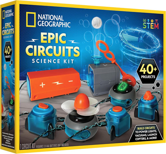 National Geographic Circuit Maker Electronics Science Kit – 60 Hands-On STEM Projects for Kids, Build Real Electrical Circuits, Educational STEM Activity for Learning Electricity & Engineering Skills