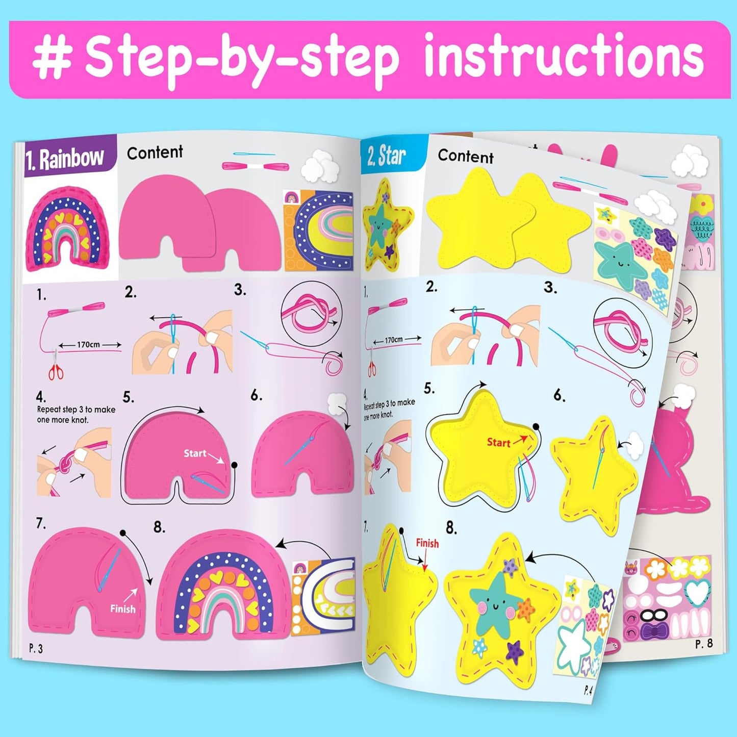 EZCRA Fairy Sewing Kit for Kids Ages 4-8, 4 Easy Projects, No-Mess Learn-to-Sew Arts & Crafts with Felt Stickers for Beginners