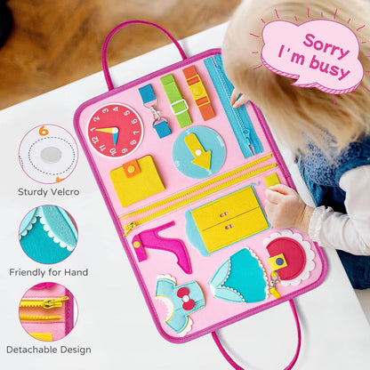 Freebear Busy Board Toddler Travel Toys Sensory Toys for Toddlers 1 2 3 4, Montessori Learning Toys for Toddlers Activities Board, Educational Toys for 3 4 Year Old Boys Girls Gift, Dinosaur