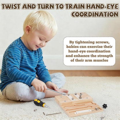 Busy Board,Montessori Screwdriver Board for Kids,Montessori Fine Motor Skills Toy, Screwd Tool Set, Sensory Toy for Toddlers,Educational Activity Set for Educational Preschool Gift for Boys