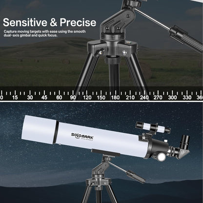 Telescope for Adults High Powered, 80mm Aperture 900mm Professional Refractor Telescope for Adults & Beginners, Compact and Portable Travel Telescopio with Carrying Bag and Designed Phone Adapter